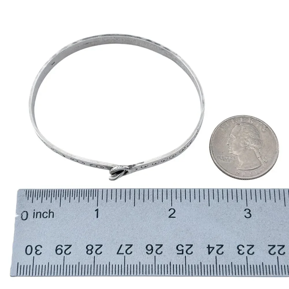 Vintage Sterling Silver 925 Stamped Circle Hook Bracelet 6.75